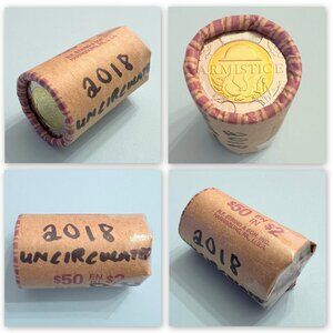 Canada 2018 '100th Anniversary Armistice 1918-2018' Roll of 25 x $2 Toonies!